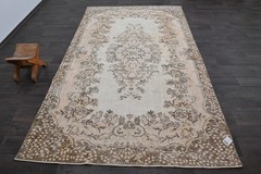 Oushak Turkish Vintage Rug 5×9 Kilim Rug Anatolian Handmade Boho Decor BEIGE