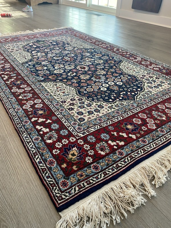 Authentic Turkish Hereke Rug Floral Prayer Design Hand Knotted Wool Carpet gallery
