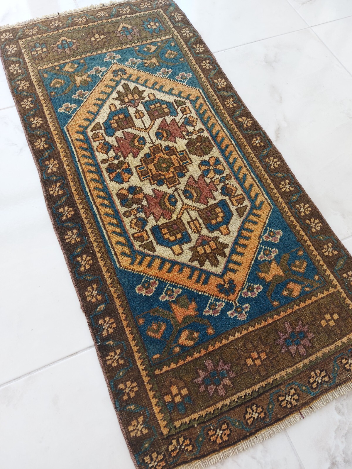 Geometric Flower Bed Rug Antique Handmade Art Rug Home-Office Decor Rug gallery