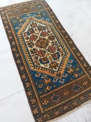 Geometric Flower Bed Rug Antique Handmade Art Rug Home-Office Decor Rug