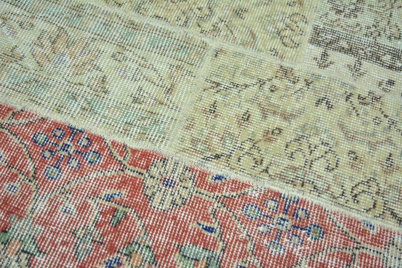 Multicolor Turkish Vintage Round Rug, 3.9x3.9ft, Antique Handmade Patchwork Rug gallery