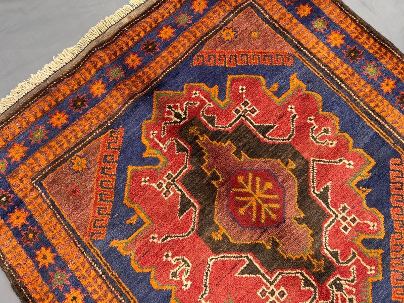 3'6x6 Ft Vintage Handknotted Caucasian Geometric Medallion Wool Rug gallery