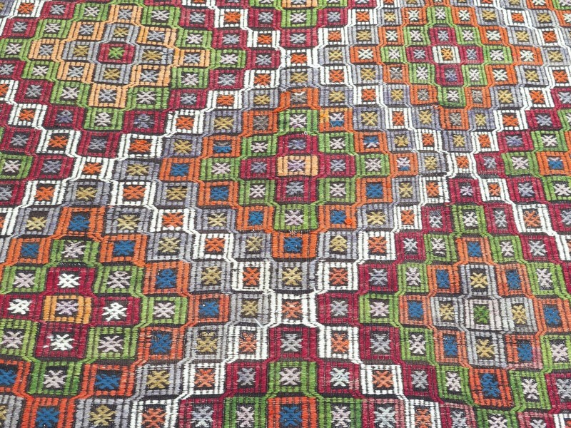 Vintage Turkish Nomads Rug, Wool Kilim, Teppich 76"X106" Area Rugs, Kelim Carpet gallery