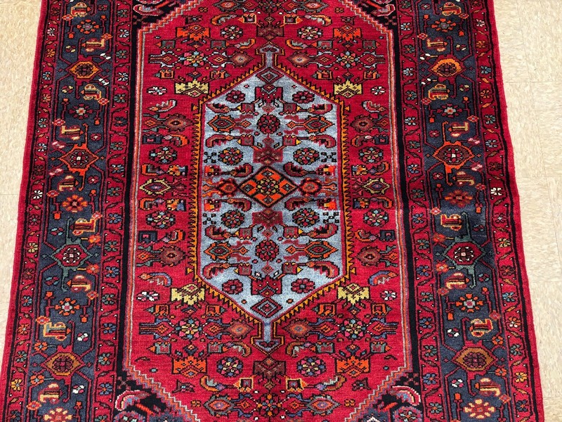 Vintage Hand Knotted Zanjan Wool Area Rug 5x7 Tribal Oriental Red Blue Geometric gallery