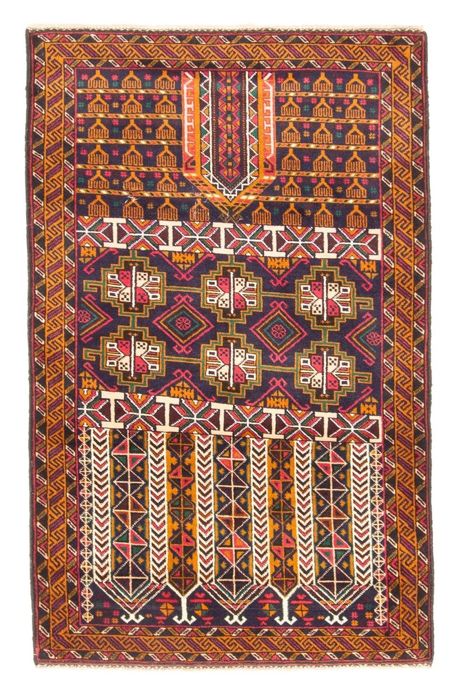 Vintage Hand-Knotted Area Rug 2'11" x 4'8" Traditional Oriental Wool Carpet