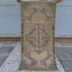 Bone pattern 2×4 Turkish Vintage Small Rug 1.84 x 3.67 ft Bath Mat 56 x 112 cm