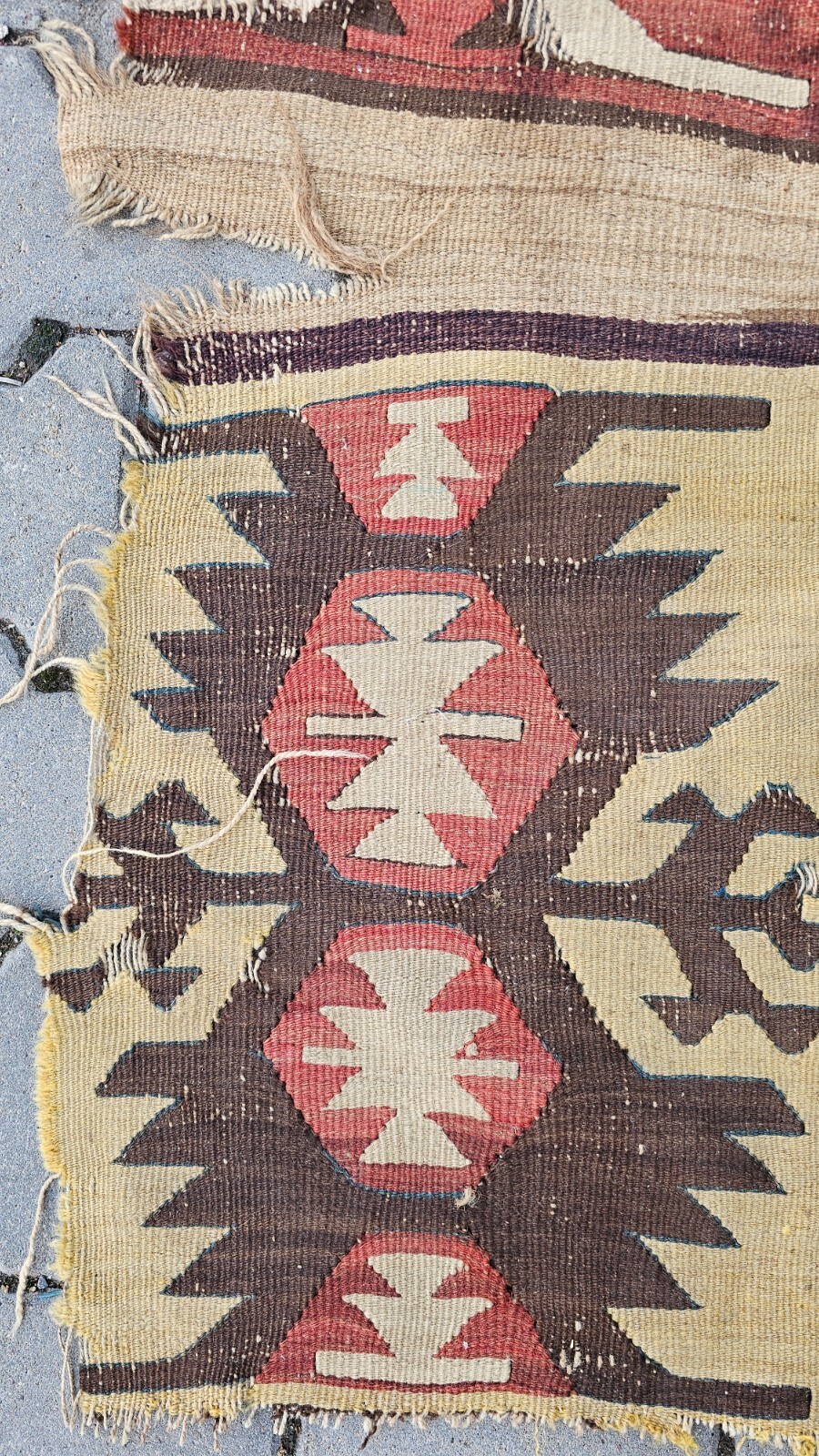 Antique Fragment rug, Handwoven rug, wool kilim, wall decor, home decor rug gallery