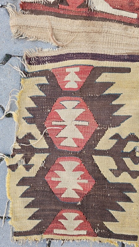 Antique Fragment rug, Handwoven rug, wool kilim, wall decor, home decor rug gallery