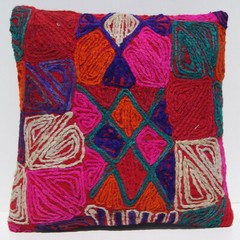 Arabic Rug Pattern Pillow Cover – Handwoven Wool Cushion 20″x20″