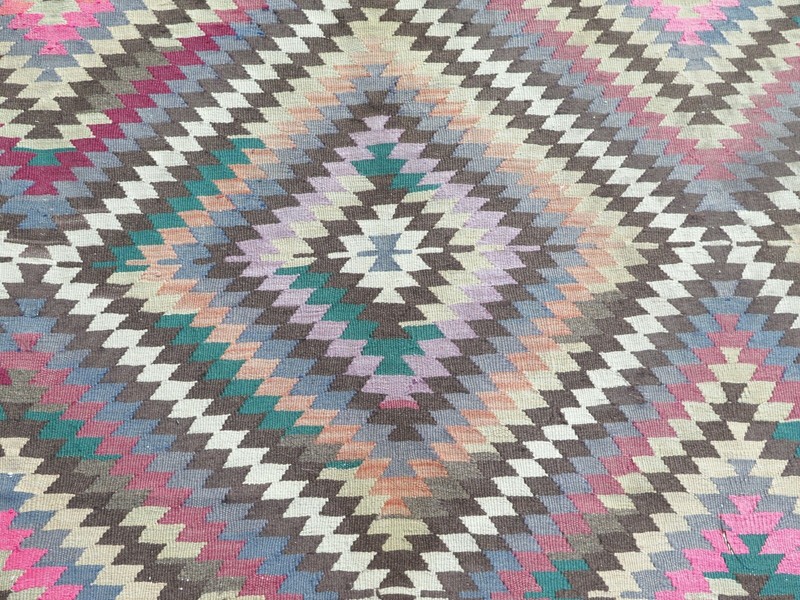 Turkish Kilim Wool Rugs, Area Rug, Handmade Floor Carpet, Large Teppich 78"X115" gallery