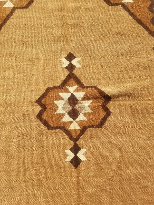 Distressed Vintage Traditional Handmade Southwestern Wool Brown Kilim 5.11x3.9ft gallery