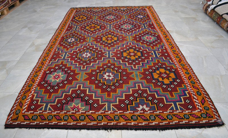 6x10 Rug Hand Made Turkish Rug Vintage Goat hair Kilim Rug Actual 5'9" x 10'4" gallery