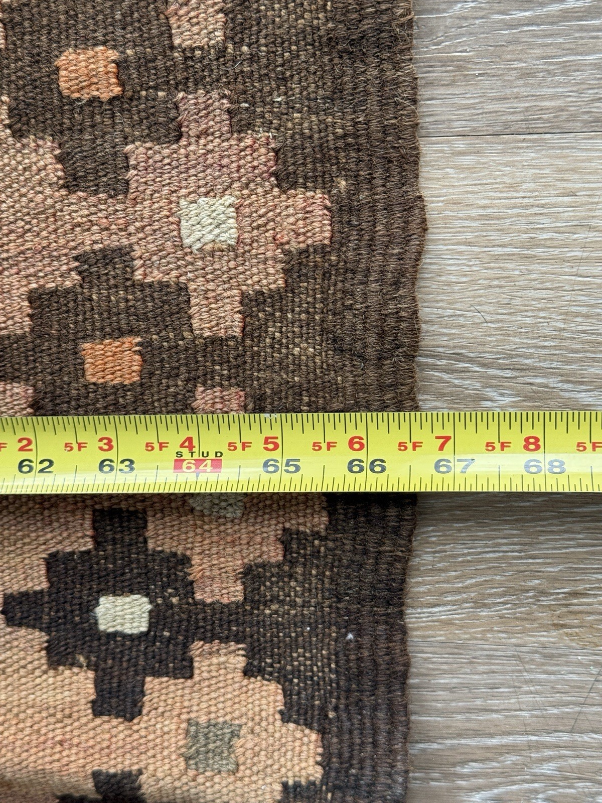 Vintage Handwoven Wool Kilim Rug Tribal Geometric Pattern 5’4 x 6’8 Ft Long gallery
