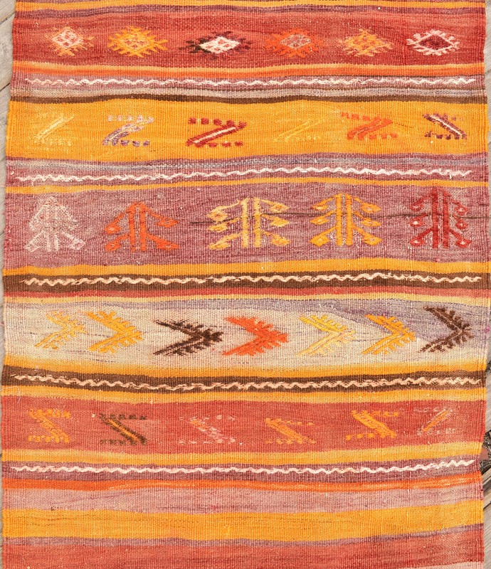 Turkish Rug 2'x8' Size Runner Striped Cicim Kilim Corridor Hallway 78x257cm gallery