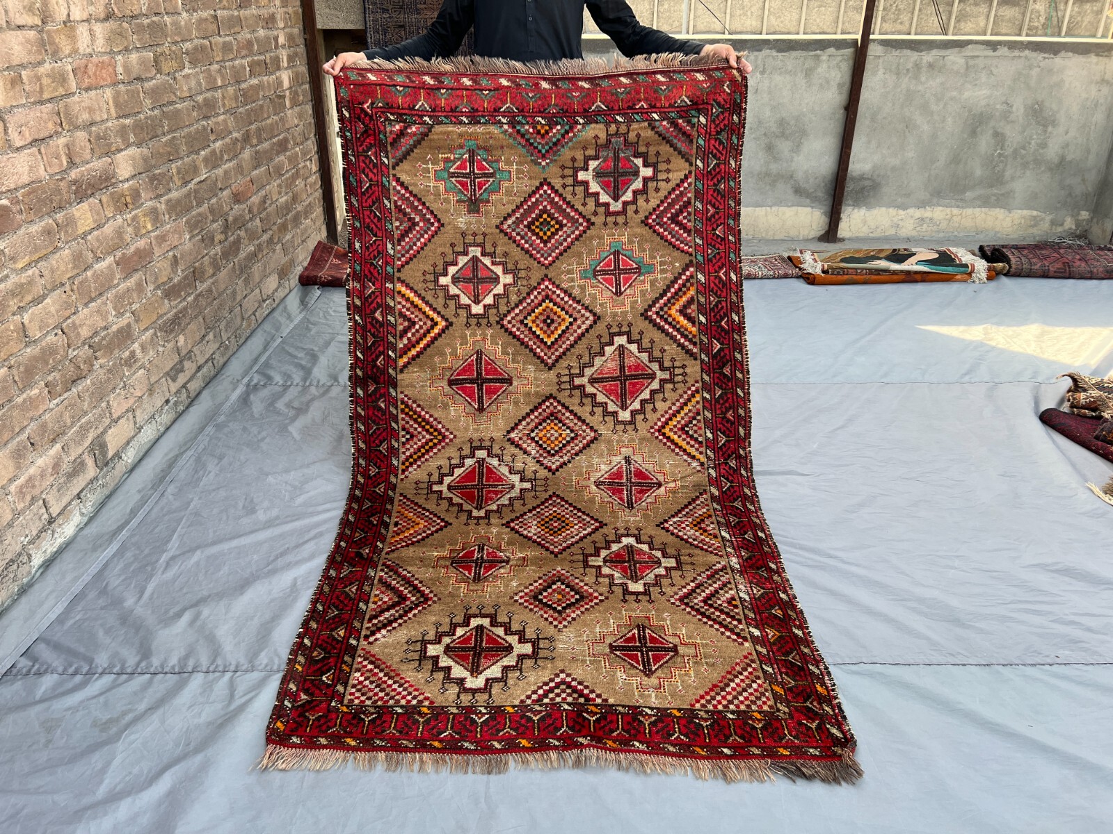 Caucasian Rug 3'9x7'1 ft – Antique Hand Knotted Wool Tribal Turkish-Style Runner gallery