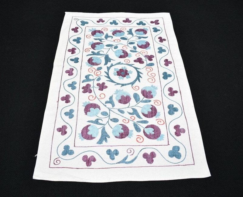 Uzbek Suzani Cover 1'7 x 2'7 ft Handmade Silk Embroidery Suzani Cover Home Decor gallery
