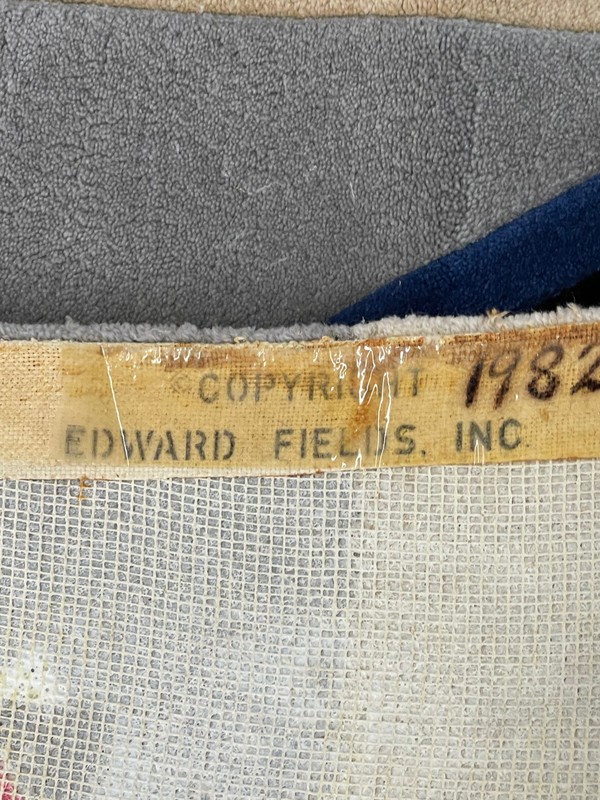 EDWARD FIELDS VINTAGE CUSTOM MODERN ART ABSTRACT AREA RUG SIGNED LARGE RARE 1982 gallery