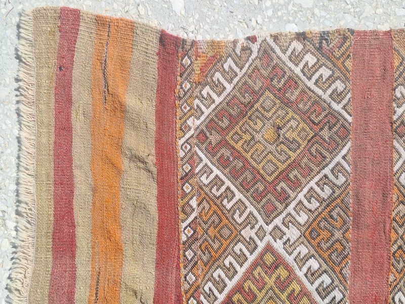 Vintage Turkish Nomad Embroidery-Sumac Kilim, HandWoven Area Rug, Bohemian Style gallery