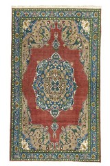 Unique 6.9×11.9 ft Handwoven Turkish Oushak Rug, Red Blue Green Vintage Area Rug