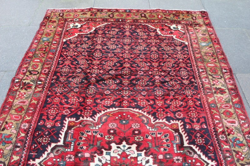 Vintage Hand Made Traditional Oriental Wool Black Red Large Long Rug 312x166cm gallery
