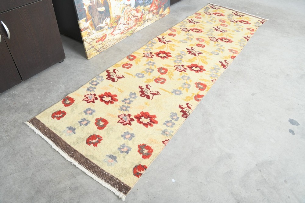 Oushak Runner Rugs Turkish Hand-Knotted Hallway Carpet Vintage Rug 2x9 ft 1182