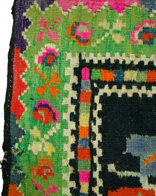 Antique Romanian Bessarabian Kilim Rug Handwoven Wool Floral Medallion 1930s gallery