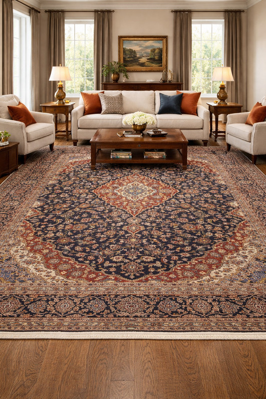 Vintage Oriental Rug Purple-Navy Traditional Floral Carpet Living Room 10X14 ft gallery