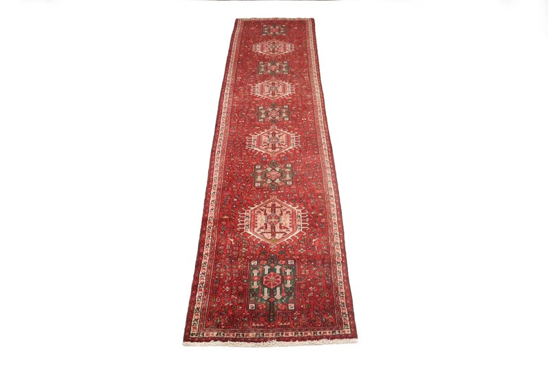 Geometric Tribal Design Vintage Red 3X13 Hand-Knotted Oriental Runner Rug Carpet gallery