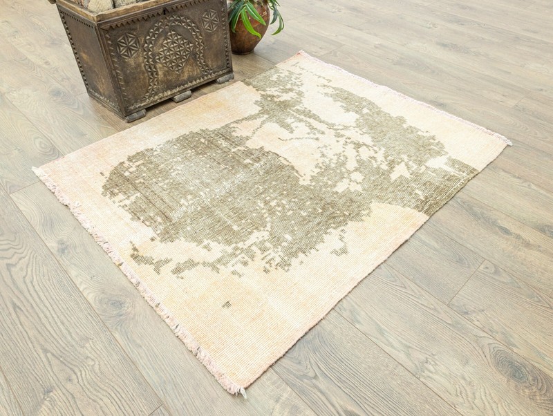 Turkish Pictorial Atatürk Rug-3.1x3.10 ft-Art deco Oushak carpet-Wall decor gallery