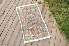 Turkish Carpet Hand Knotted 1×2 Size Doormat Chair Multi Color Rug 40x80cm
