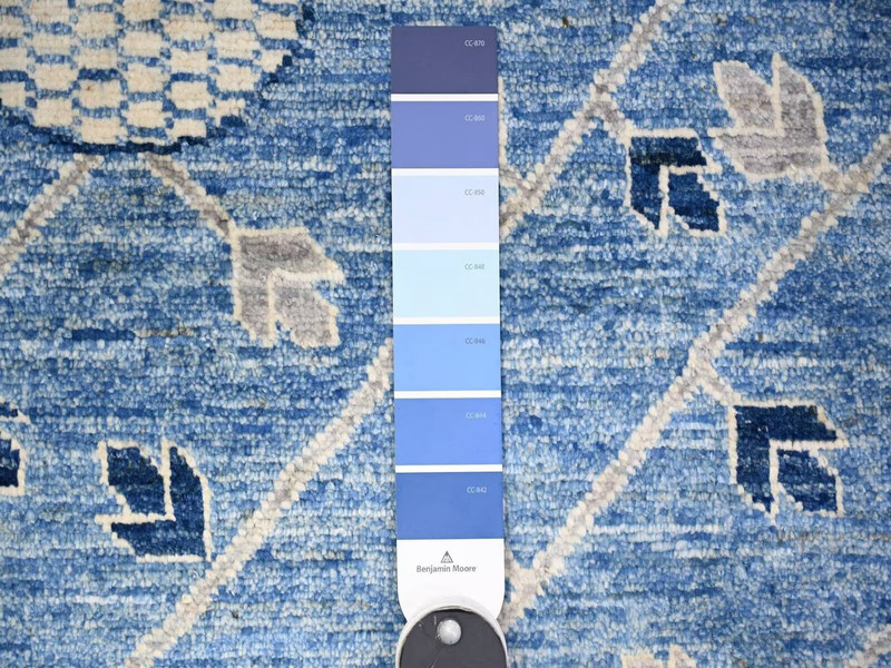 12'x15'4" Dodgers Blue Washed Out Khotan and Samarkand Inspired Angora Pile Rug gallery