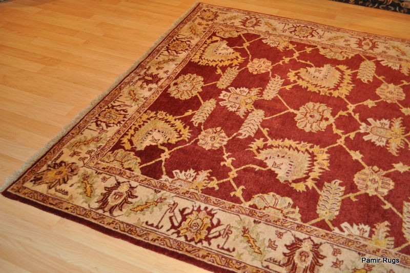 6'x9' HANDMADE WOOL RUG Red Burgundy GOLD vegetable dye rug OUSHAK, Kazak Heriz gallery