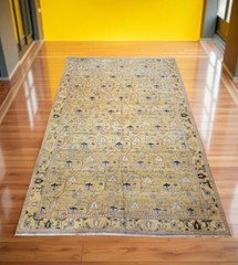 12ft By 17ft Hand Knotted Fine Afghan Rug , Yellow Background 100% Pure Wool