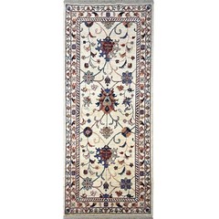 Handmade (3’1″ x 6’6″) Off-white Floral Sultani Afghan Tribal Wool Runner Rug