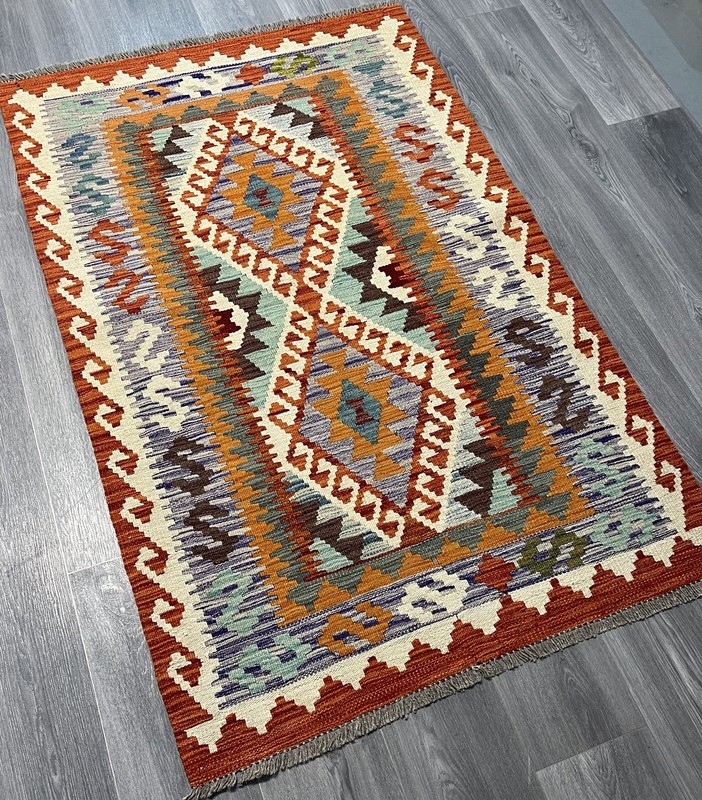 Vintage Kilim Traditional Hand Made Oriental Wool Kilim 5ftx3.2ft 159cmx102cm gallery