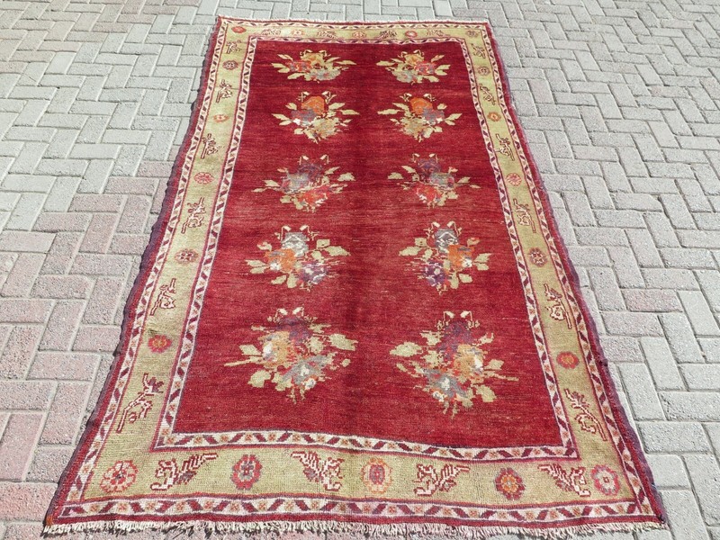 Vintage Turkish Area Rugs, Wool Carpet, Handmade Large Rug, Teppiche 57"x106" gallery