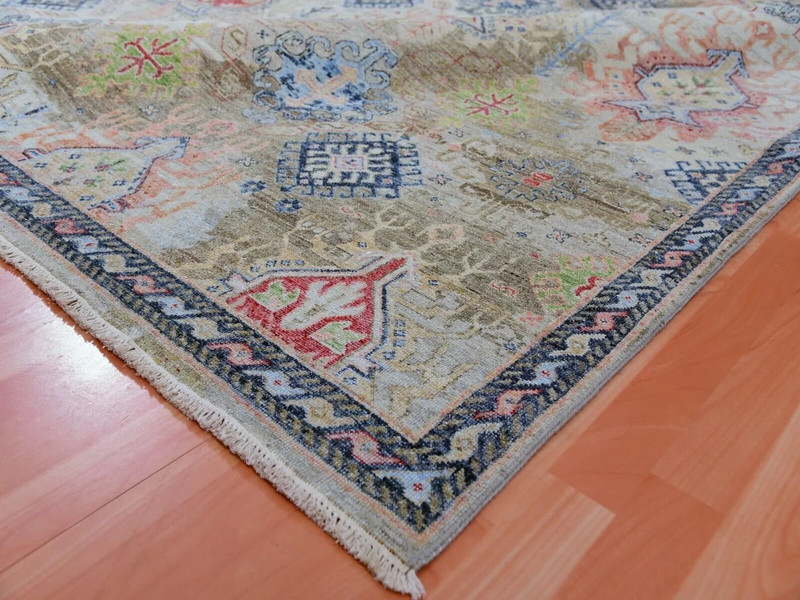 12'x15'3" Caribou White, Caucasian Gul Motifs All Over Borderless Design,Oushak gallery