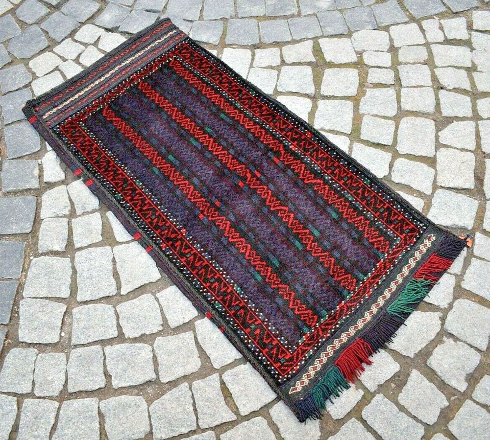 Antique Tribal Rug 22'' x 45'' Afghan Collector's Item Tribal Yastik Wool Rug