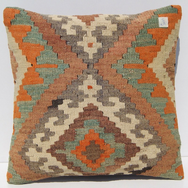 Set of 4 Handmade Kilim Pillow Covers - Authentic Wool, 16x16 Inches gallery