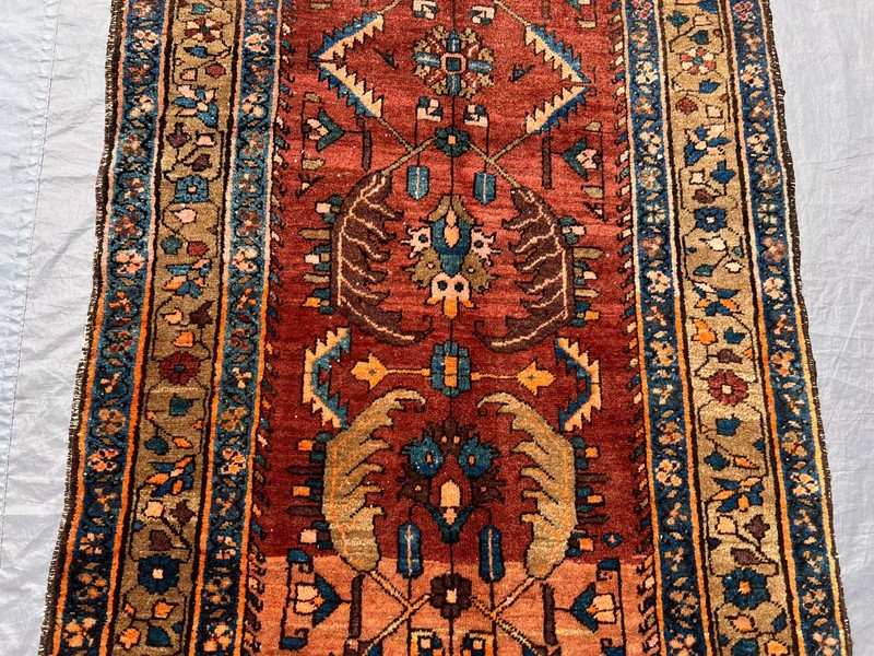 Terracotta Antique Long Runner Rug 3x12 Caucasian Geometric Faded Muted Carpet gallery