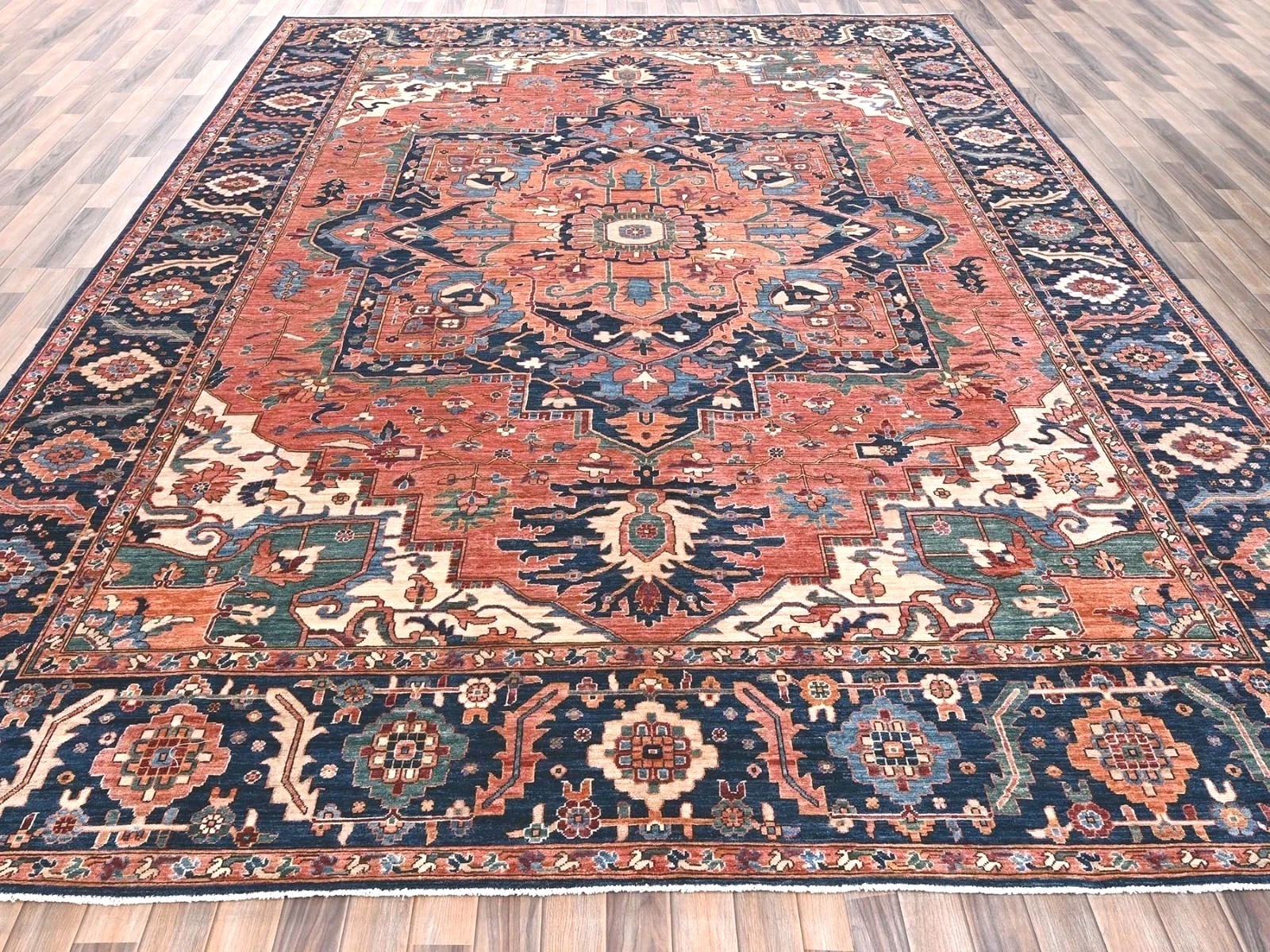 10 x 14 VINTAGE DESIGN TURKISH VEG DYE SERAPI HERIZ KAZAK ANTIQUE CAUCASIAN gallery