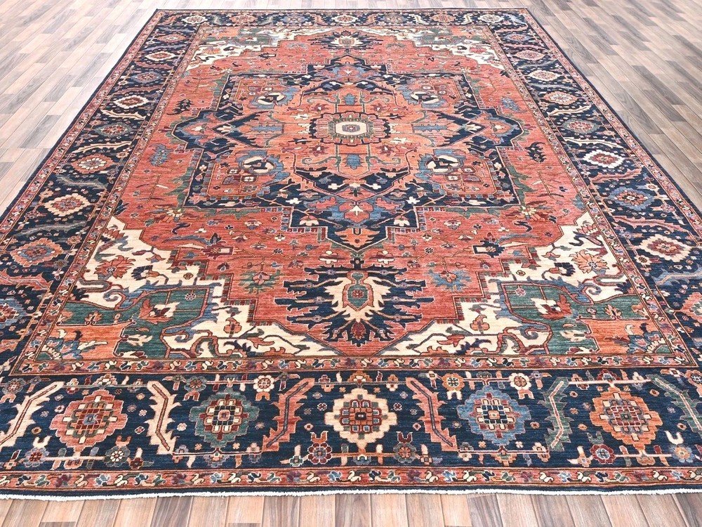 10 x 14 VINTAGE DESIGN TURKISH VEG DYE SERAPI HERIZ KAZAK ANTIQUE CAUCASIAN