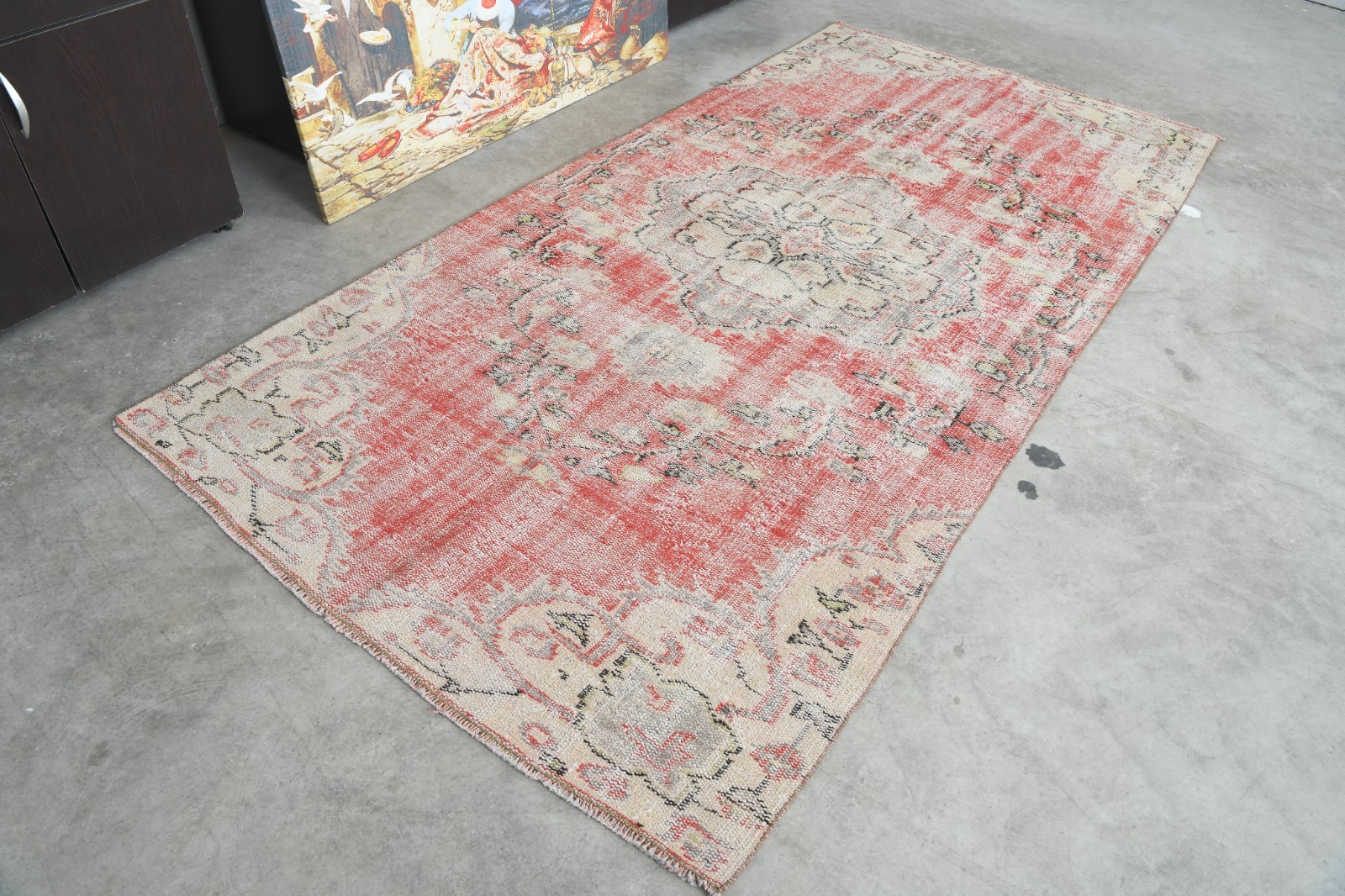 4x8 ft rugs, antique turkish carpet vintage oushak rug hand-knotted wool rug,395 gallery