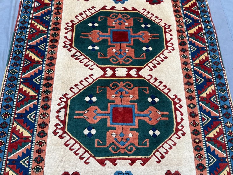Vintage Caucasian Kazak Rug 5x7 Ft Tribal Wool Soft Nomadic Area Living Room Rug gallery