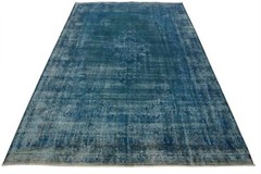 Tabrizi Rug 9’6” x 12’9” Blue Wool Vintage Overdyed Hand-Knotted Carpet