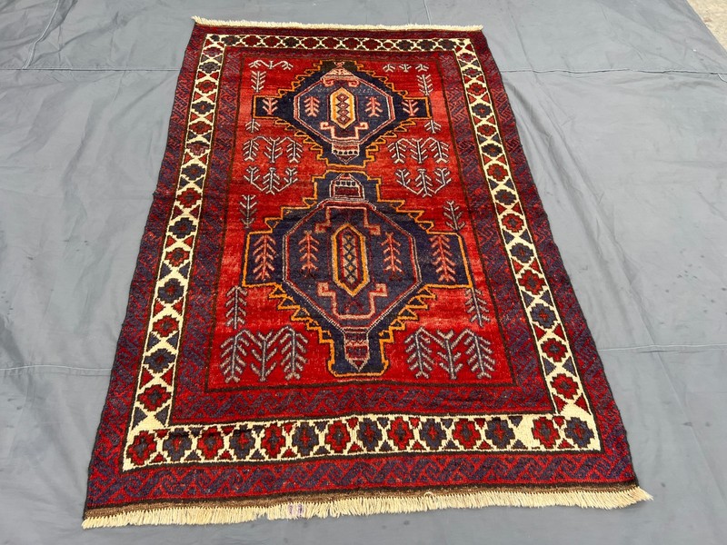 4'6 x 7'1 ft Antique Afghan Baluchi Rug Hand Knotted Tribal Wool Oriental Carpet gallery