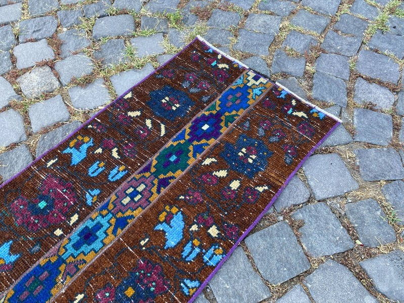 Patchwork rug,Bohemian rugs, Runner rug, Handmade rug,Turkish rug | 1,5 x 3,7 ft gallery