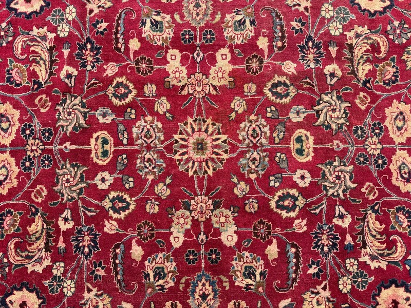 9x12 SIGNED ANTIQUE RUG red blue vintage oriental navy fine hand-knotted 10x13 gallery