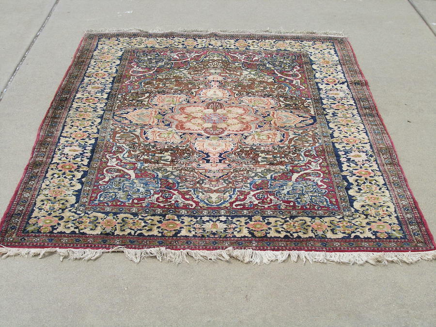 Antique 1850s I s p h a h a n Ahmad Agha Fine Oriental Rug Carpet 4'9"x6'3" pile