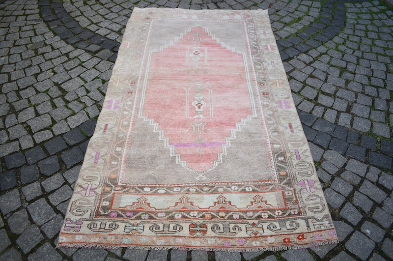Vintage Turkish Rug 46'' x 86'' Anatolian Muted Dye Rug TERRIFIC Yuruk Area Rug gallery